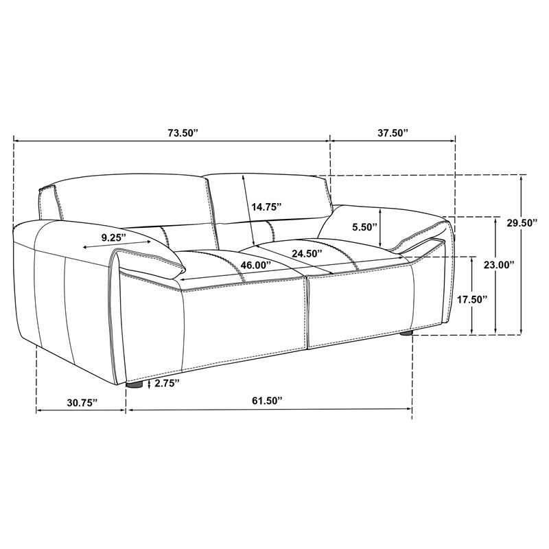 Pemberly Row 2-Piece Upholstered Leather Sofa Set in Graphite Gray