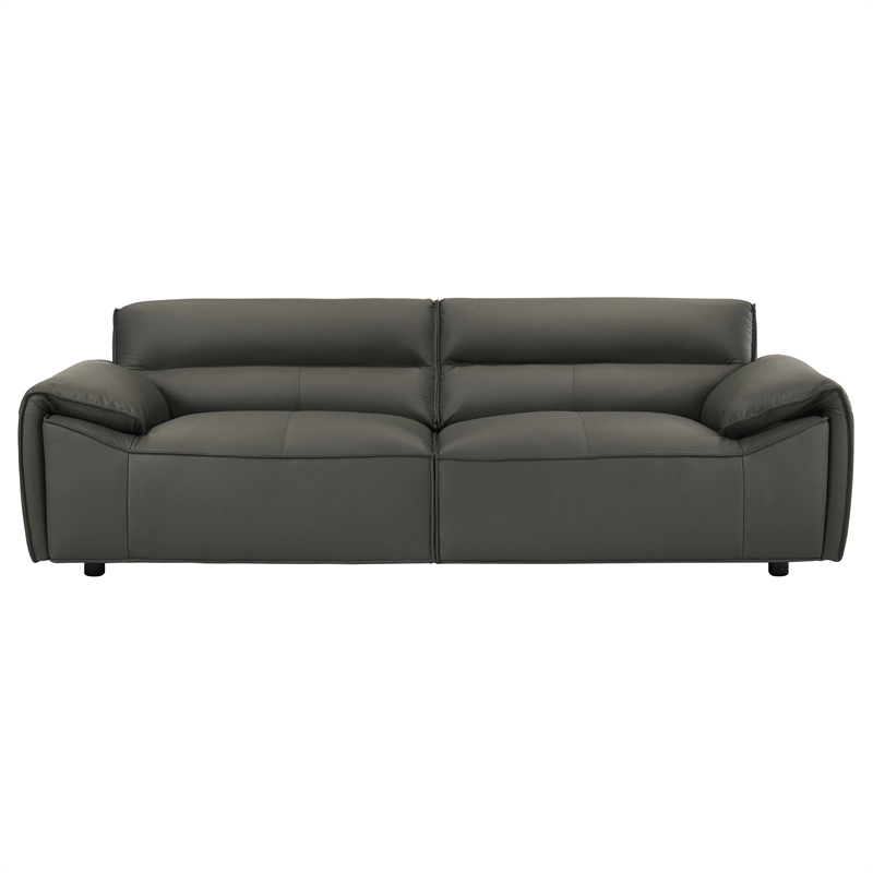 Pemberly Row 2-Piece Upholstered Leather Sofa Set in Graphite Gray