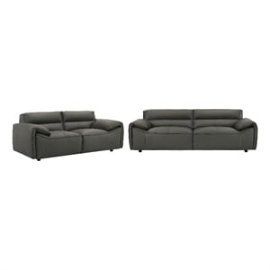Pemberly Row 2-Piece Upholstered Leather Sofa Set in Graphite Gray