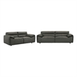 Pemberly Row 2-Piece Upholstered Leather Sofa Set in Graphite Gray