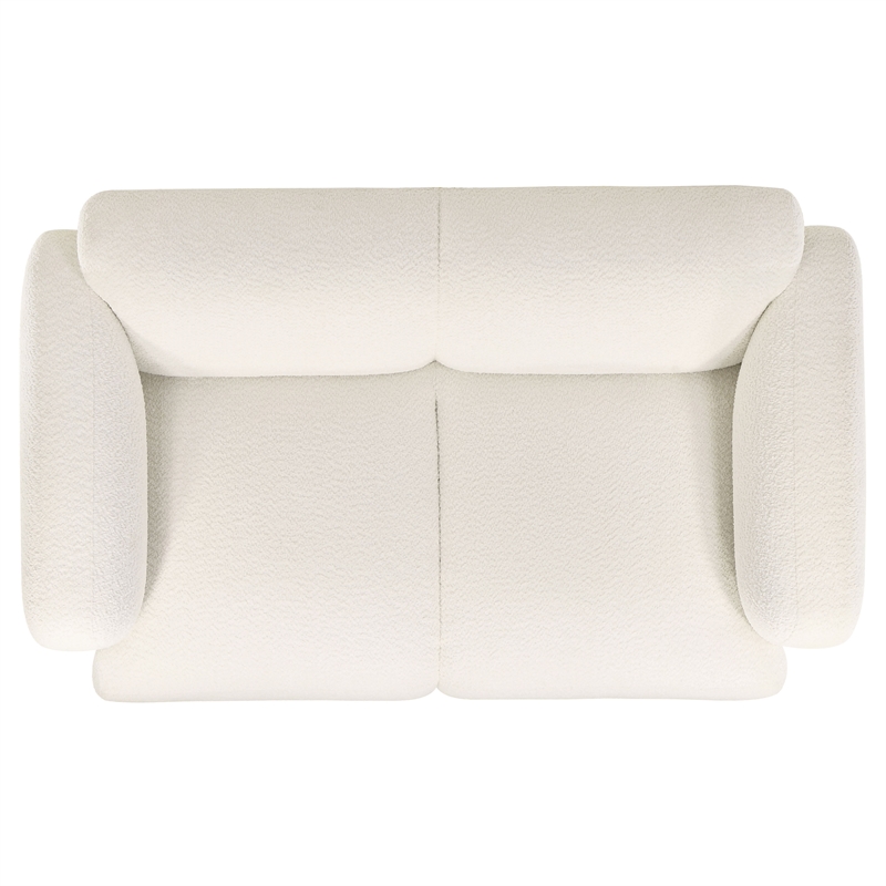 Pemberly Row 2-Piece Contemporary Fabric Round Track Arm Sofa Set in White