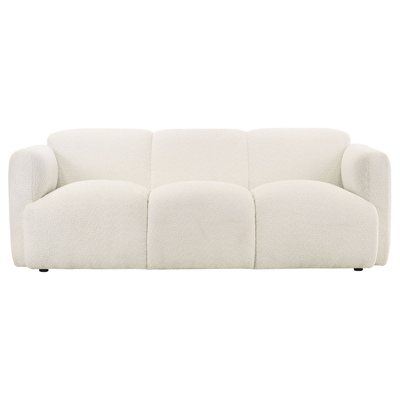 Pemberly Row 2-Piece Contemporary Fabric Round Track Arm Sofa Set in White