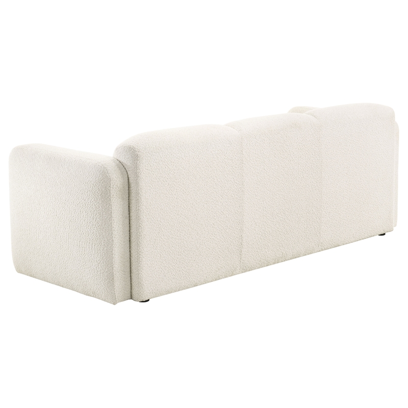 Pemberly Row 2-Piece Contemporary Fabric Round Track Arm Sofa Set in White