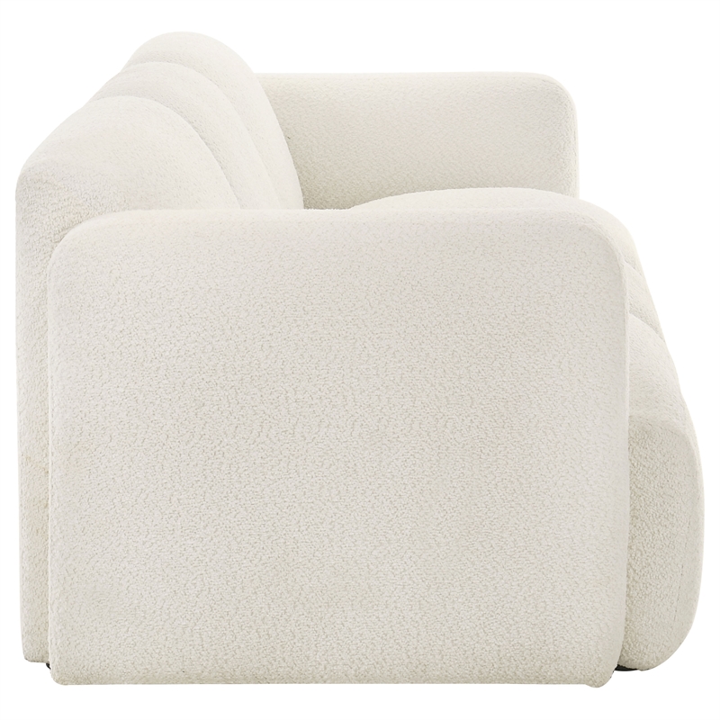 Pemberly Row 2-Piece Contemporary Fabric Round Track Arm Sofa Set in White