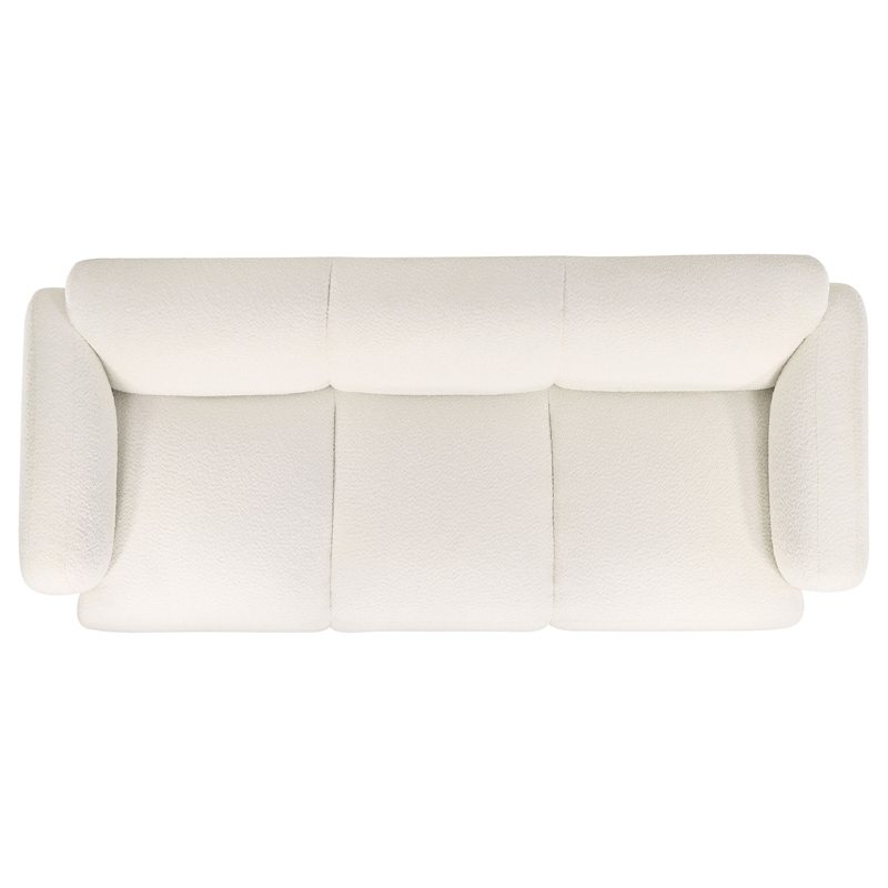 Pemberly Row 2-Piece Contemporary Fabric Round Track Arm Sofa Set in White
