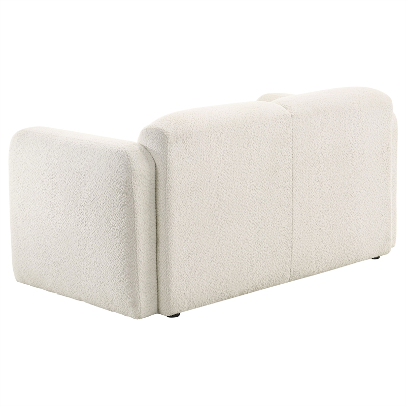 Pemberly Row 2-Piece Contemporary Fabric Round Track Arm Sofa Set in White