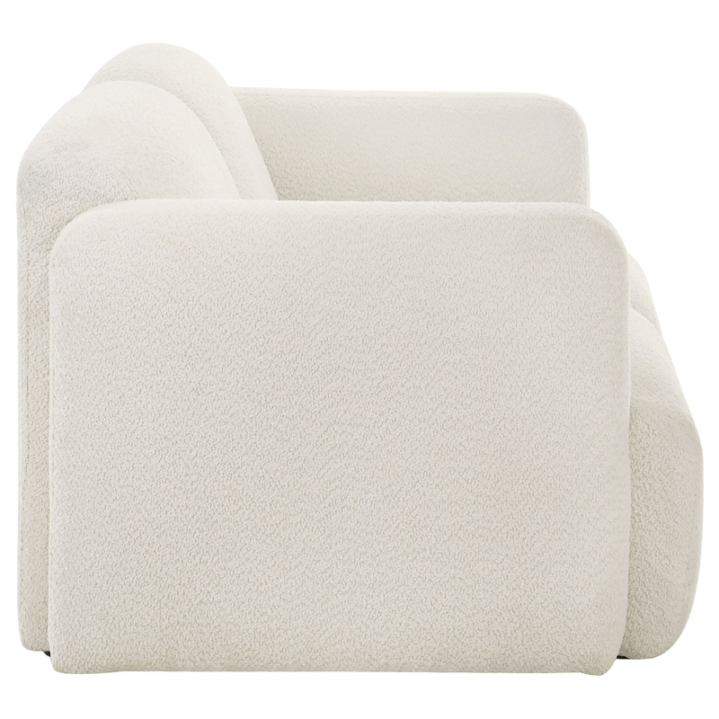 Pemberly Row 2-Piece Contemporary Fabric Round Track Arm Sofa Set in White