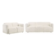 Pemberly Row 2-Piece Contemporary Fabric Round Track Arm Sofa Set in White