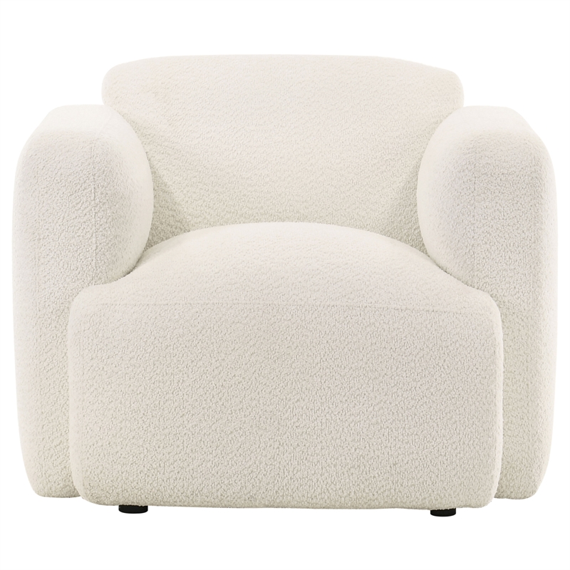 Pemberly Row 3-Piece Contemporary Fabric Round Track Arm Sofa Set in White