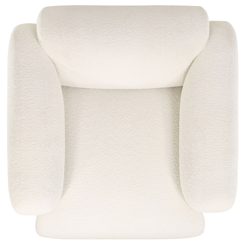 Pemberly Row 3-Piece Contemporary Fabric Round Track Arm Sofa Set in White