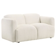 Pemberly Row 3-Piece Contemporary Fabric Round Track Arm Sofa Set in White