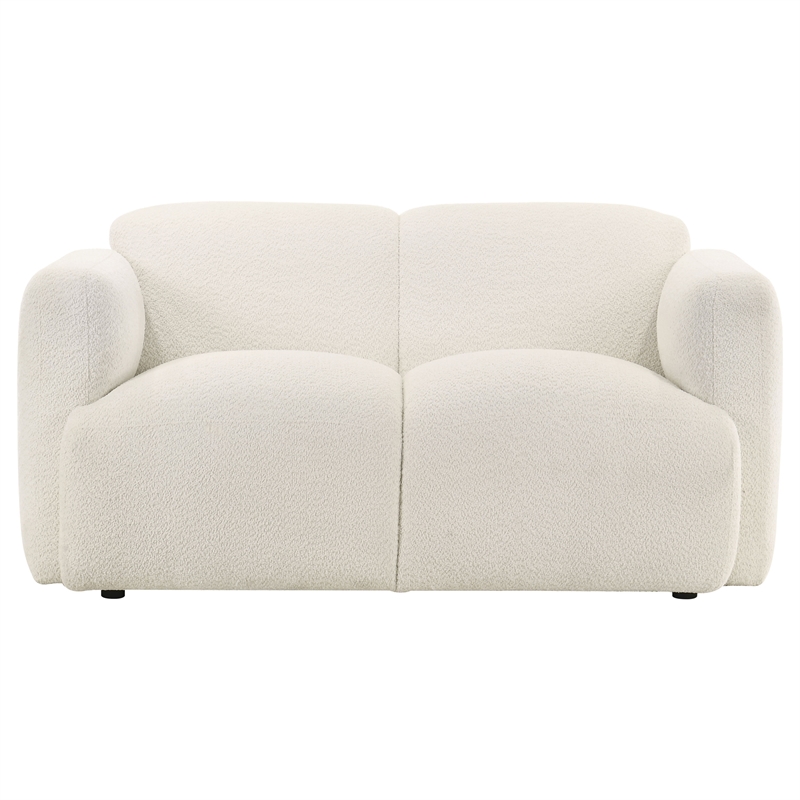 Pemberly Row 3-Piece Contemporary Fabric Round Track Arm Sofa Set in White