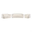 Pemberly Row 3-Piece Contemporary Fabric Round Track Arm Sofa Set in White