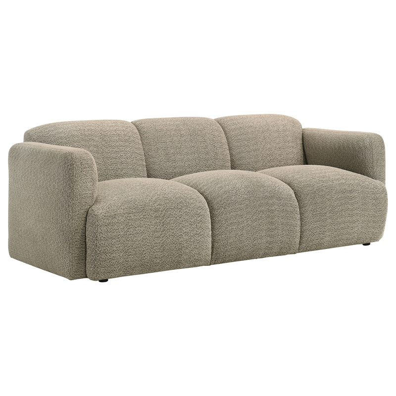 Pemberly Row 2-Piece Contemporary Fabric Round Track Arm Sofa Set in Brown