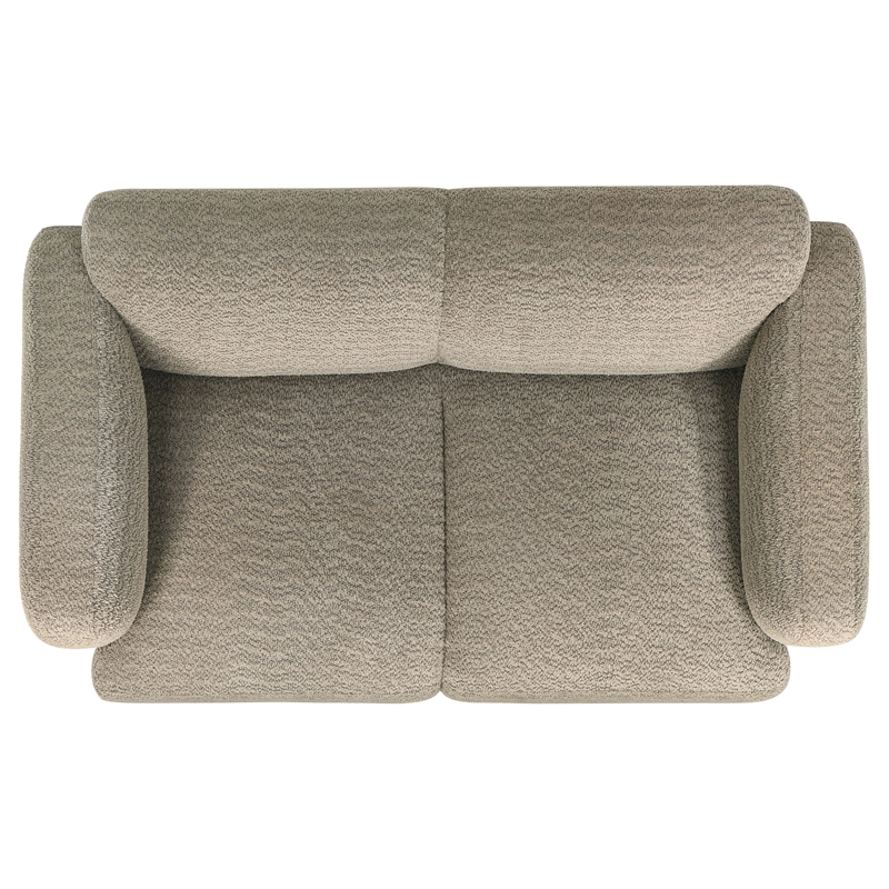 Pemberly Row 2-Piece Contemporary Fabric Round Track Arm Sofa Set in Brown