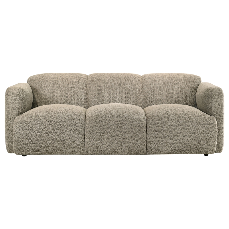 Pemberly Row 2-Piece Contemporary Fabric Round Track Arm Sofa Set in Brown