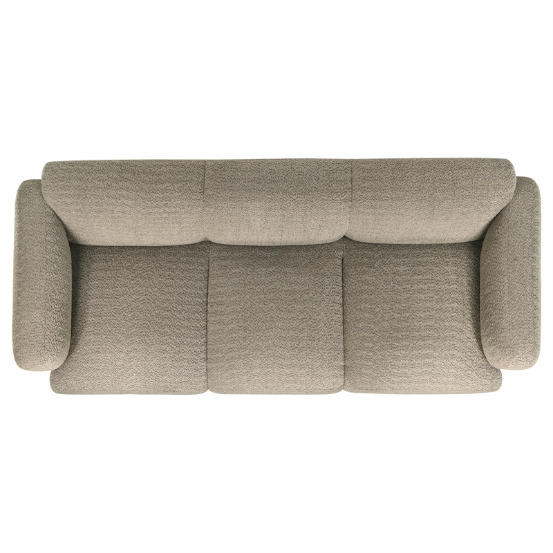Pemberly Row 2-Piece Contemporary Fabric Round Track Arm Sofa Set in Brown