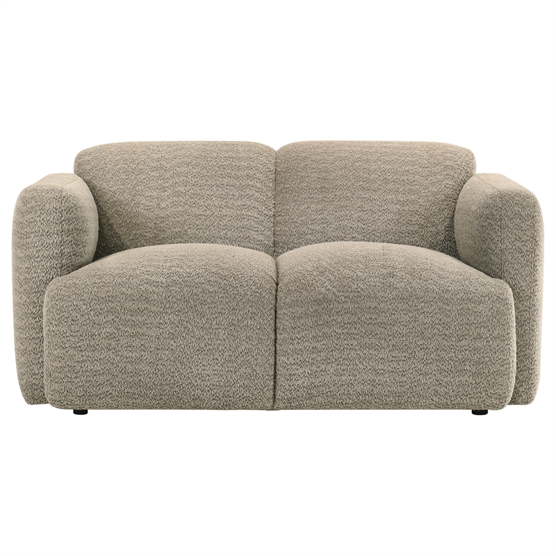 Pemberly Row 2-Piece Contemporary Fabric Round Track Arm Sofa Set in Brown