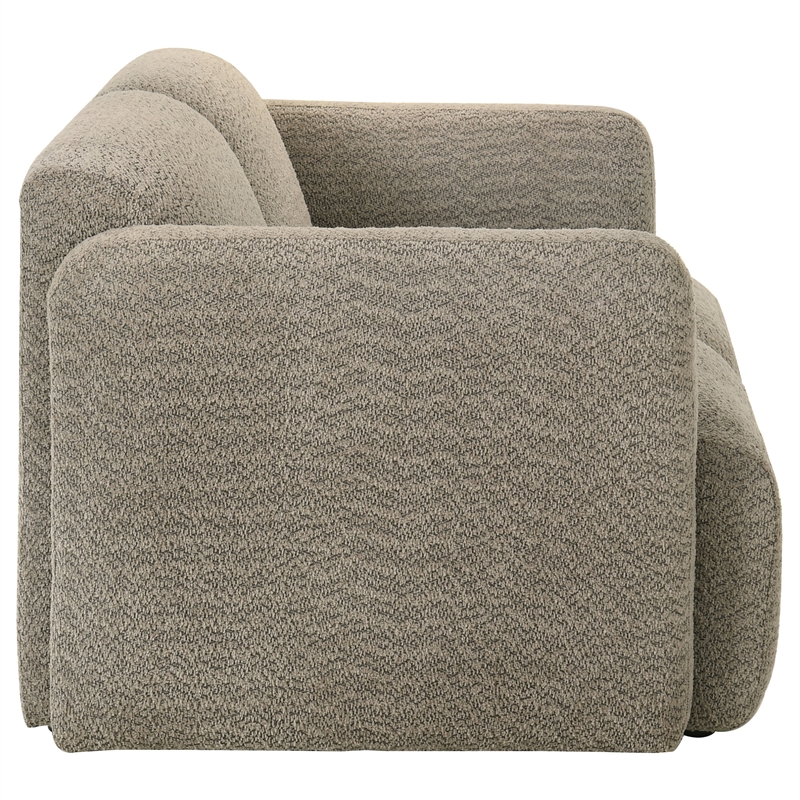 Pemberly Row 2-Piece Contemporary Fabric Round Track Arm Sofa Set in Brown