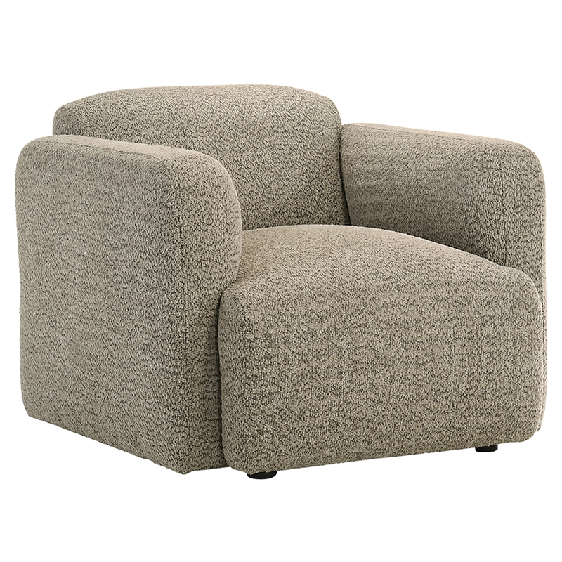 Pemberly Row 3-Piece Contemporary Fabric Round Track Arm Sofa Set in Brown