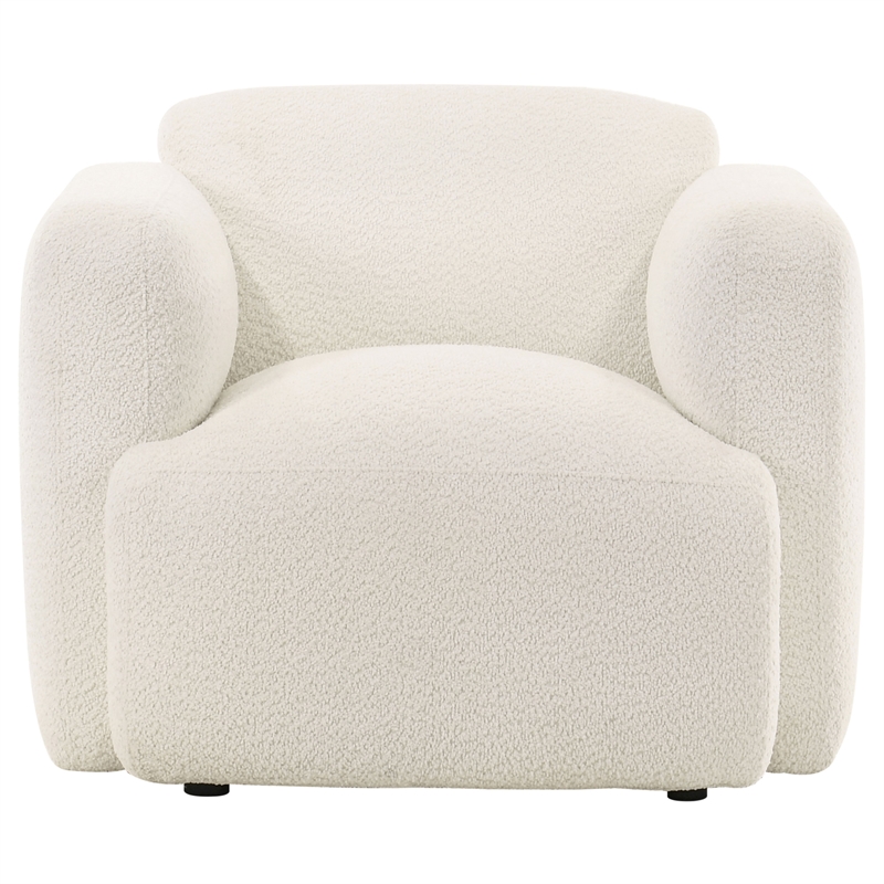 Pemberly Row Upholstered Fabric Track Arm Accent Chair in White
