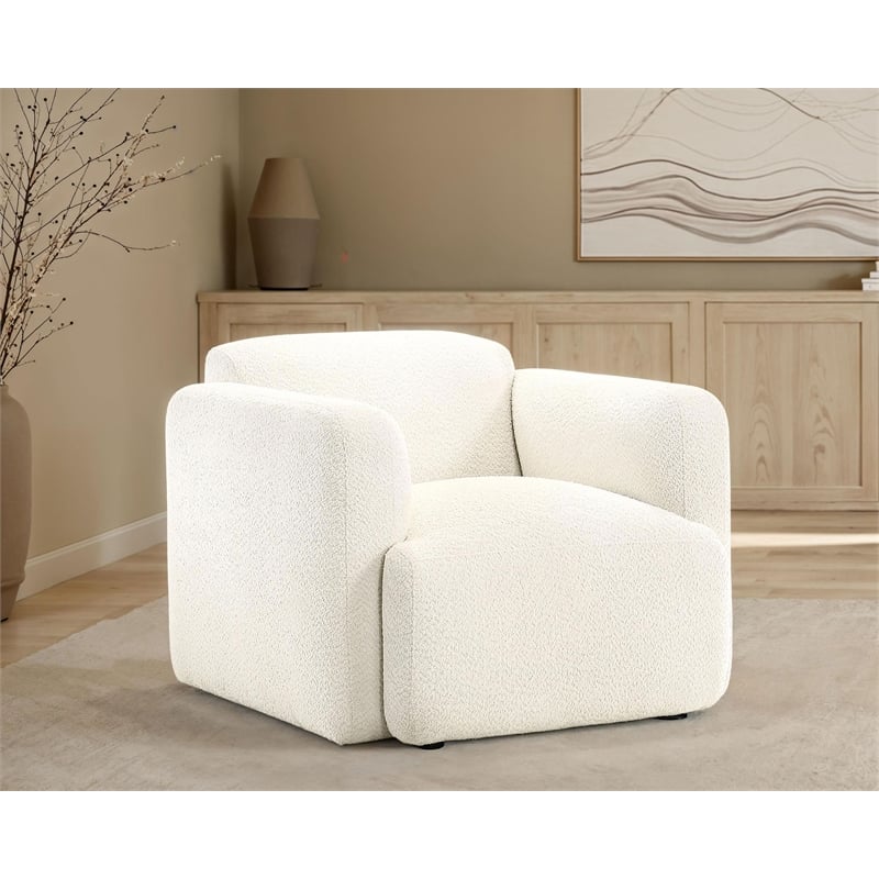 Pemberly Row Upholstered Fabric Track Arm Accent Chair in White