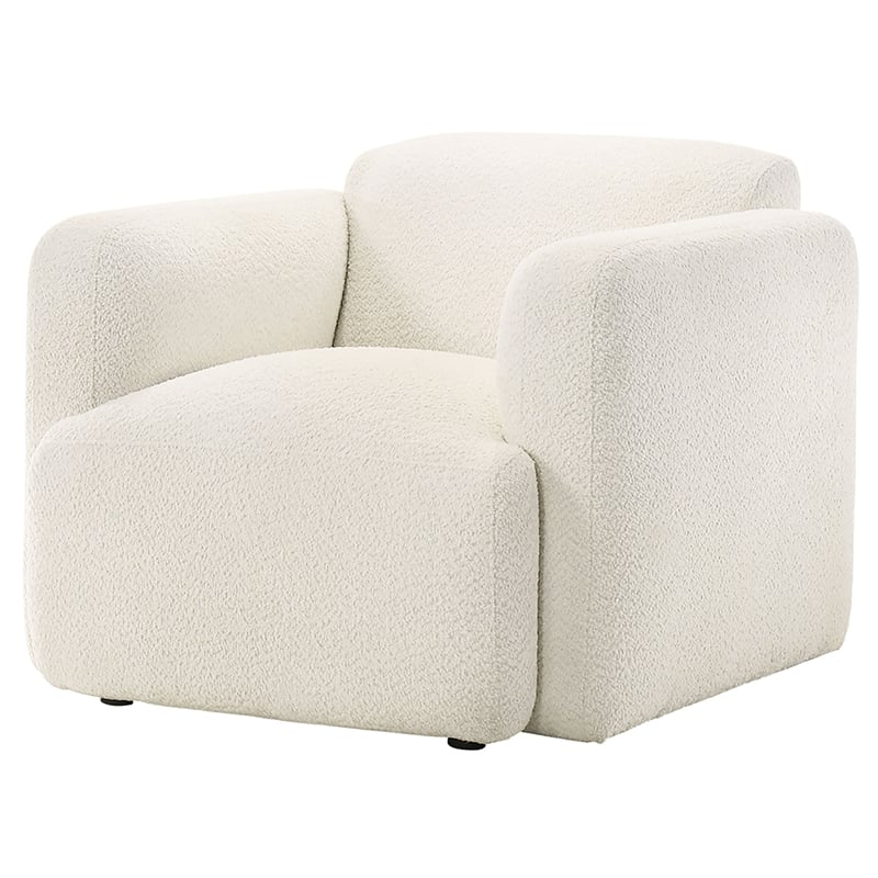 Pemberly Row Upholstered Fabric Track Arm Accent Chair in White