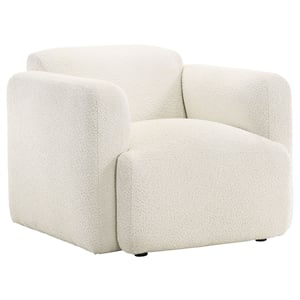 Pemberly Row Upholstered Fabric Track Arm Accent Chair in White