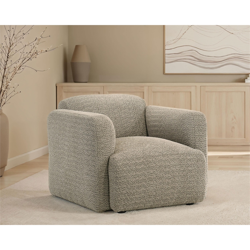Pemberly Row Upholstered Fabric Track Arm Accent Chair in Brown