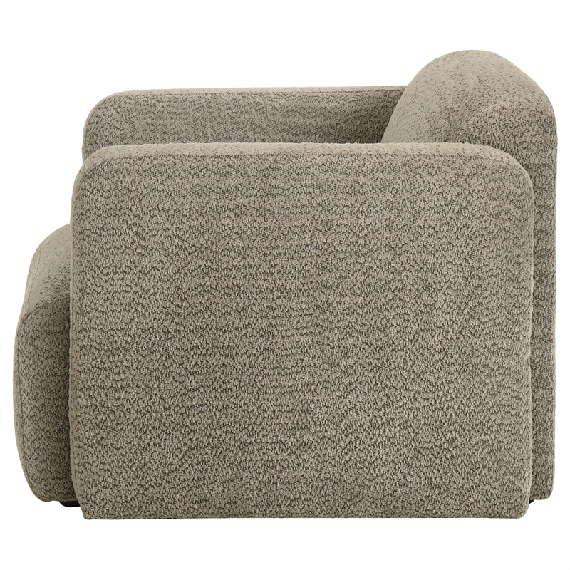 Pemberly Row Upholstered Fabric Track Arm Accent Chair in Brown