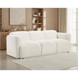 Pemberly Row Contemporary Upholstered Fabric Round Track Arm Sofa in White