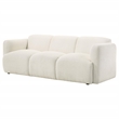 Pemberly Row Contemporary Upholstered Fabric Round Track Arm Sofa in White
