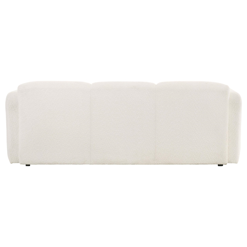 Pemberly Row Contemporary Upholstered Fabric Round Track Arm Sofa in White