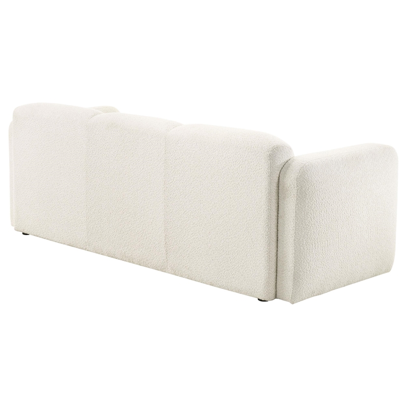 Pemberly Row Contemporary Upholstered Fabric Round Track Arm Sofa in White