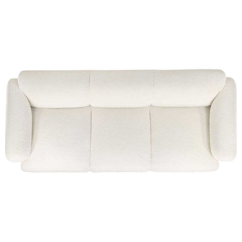 Pemberly Row Contemporary Upholstered Fabric Round Track Arm Sofa in White