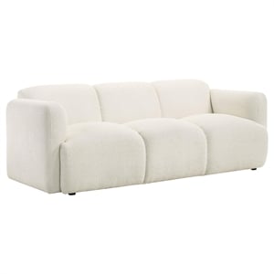 Pemberly Row Contemporary Upholstered Fabric Round Track Arm Sofa in White