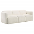 Pemberly Row Contemporary Upholstered Fabric Round Track Arm Sofa in White