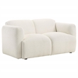 Pemberly Row Upholstered Fabric Round Track Arm Loveseat in White