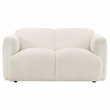 Pemberly Row Upholstered Fabric Round Track Arm Loveseat in White