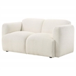 Pemberly Row Upholstered Fabric Round Track Arm Loveseat in White
