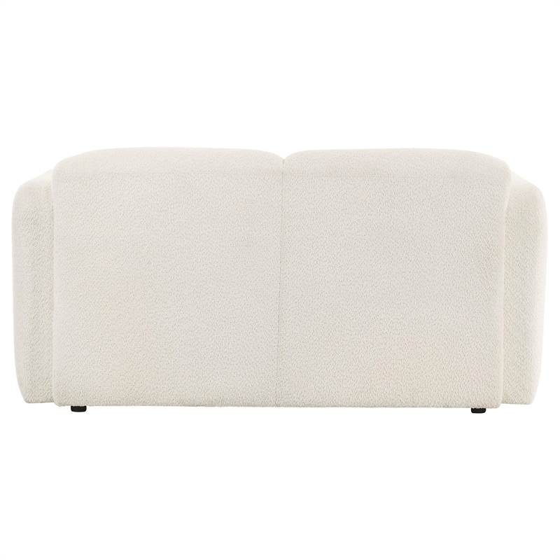 Pemberly Row Upholstered Fabric Round Track Arm Loveseat in White