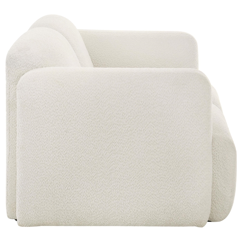 Pemberly Row Upholstered Fabric Round Track Arm Loveseat in White