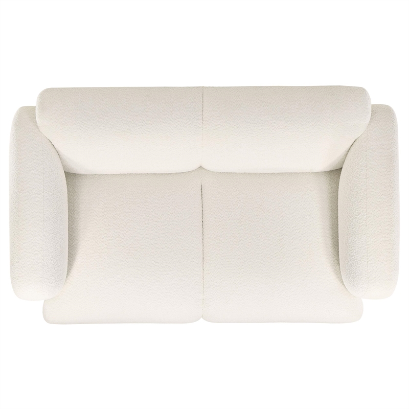 Pemberly Row Upholstered Fabric Round Track Arm Loveseat in White