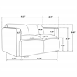 Pemberly Row Upholstered Fabric Round Track Arm Loveseat in White