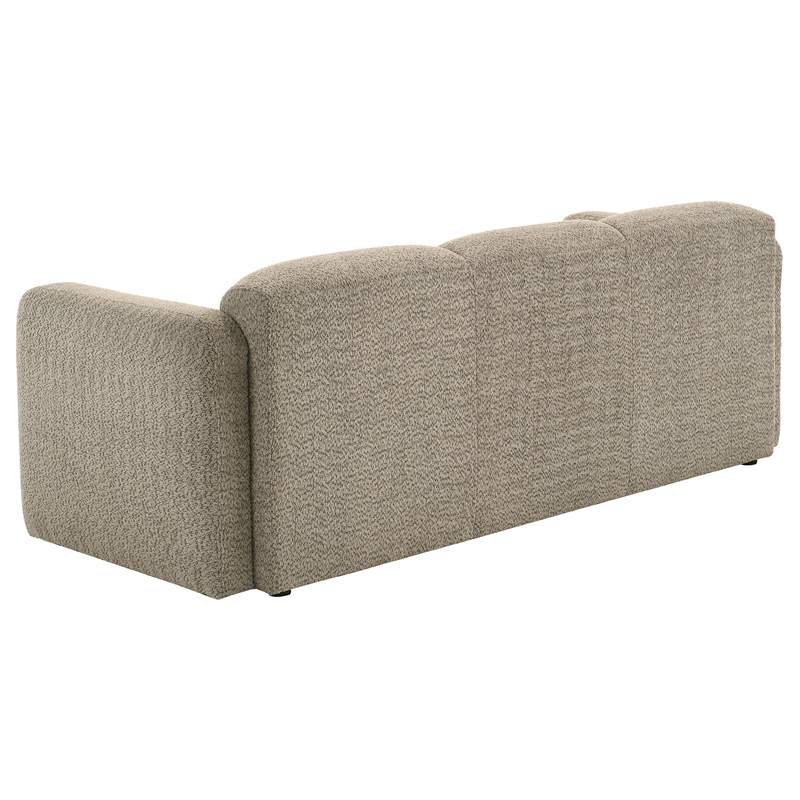 Pemberly Row Contemporary Upholstered Fabric Round Track Arm Sofa in Brown