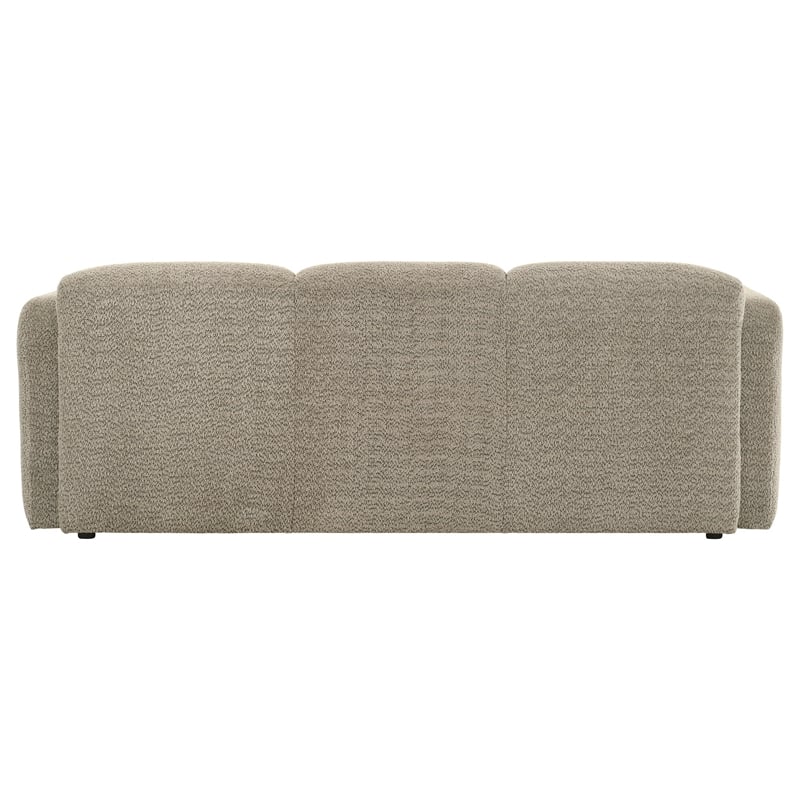 Pemberly Row Contemporary Upholstered Fabric Round Track Arm Sofa in Brown
