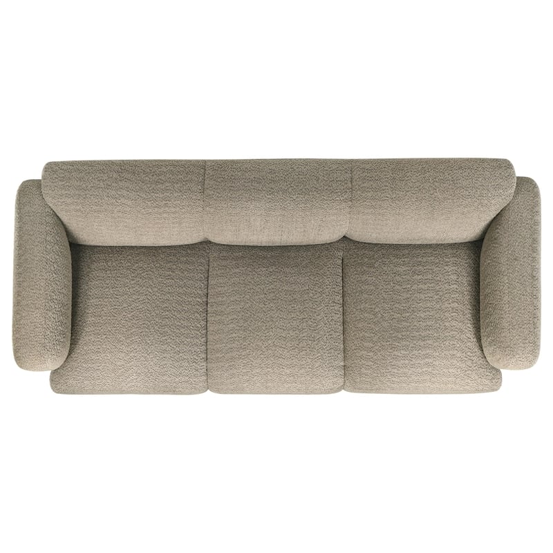 Pemberly Row Contemporary Upholstered Fabric Round Track Arm Sofa in Brown