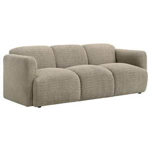 Pemberly Row Contemporary Upholstered Fabric Round Track Arm Sofa in Brown