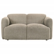 Pemberly Row Upholstered Fabric Round Track Arm Loveseat in Brown