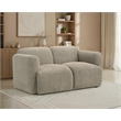 Pemberly Row Upholstered Fabric Round Track Arm Loveseat in Brown